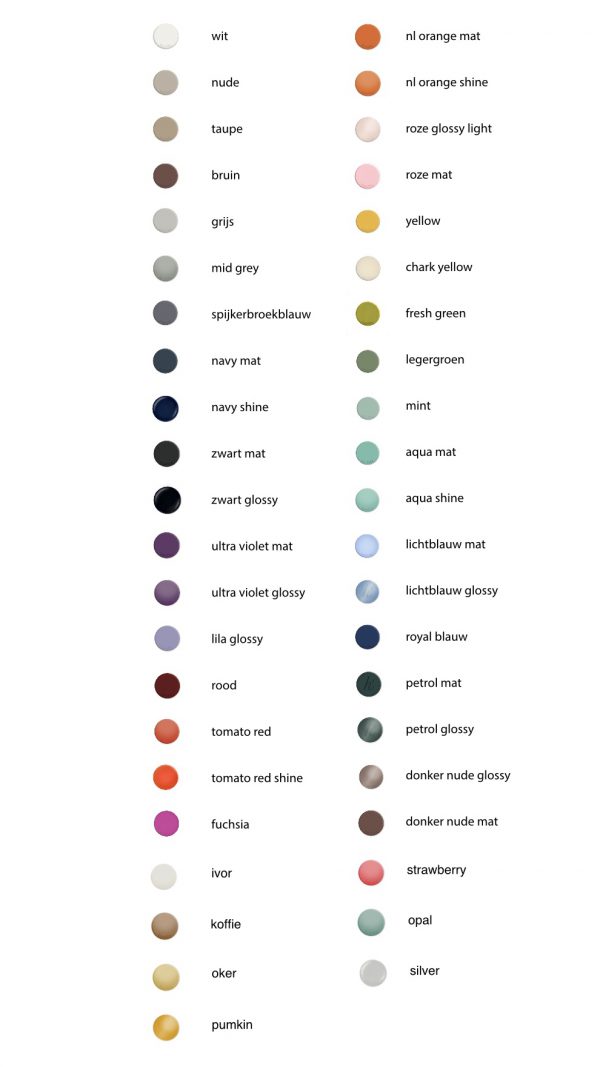 Alle kleuren lijst Color Farben