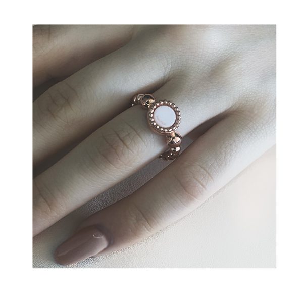 925 sterling zilver flex ring rose met vaste kleur kasminis rond