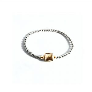 Steel deluxe flex armband bicolor goud met gouden inlay